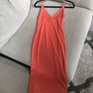 Midi coral bodycon dress
